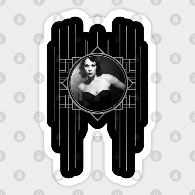 Old Hollywood sexy Burlesque Glamour Femme Fatale Xarah Sticker by designsbyxarah